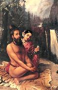 Raja Ravi Varma Vishwamitra and Menaka USA oil painting artist